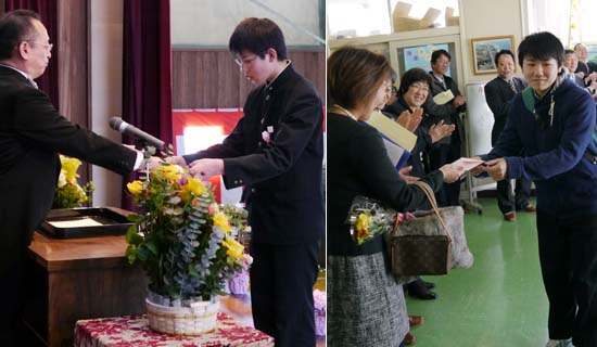 焼尻中学校卒業式の写真